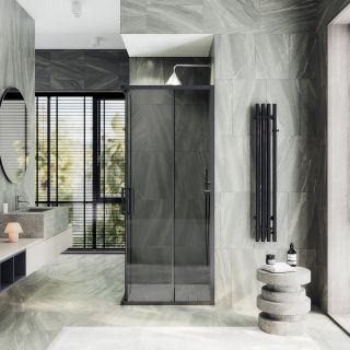 Душевой уголок MaybahGlass MGY-1328-6 90x90см чёрный/графит